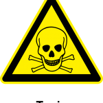 Skull and cross bones toxic warning sign