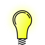 cartoon drawing of a lit lightbulb