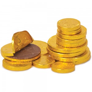 pile of chocolate coins