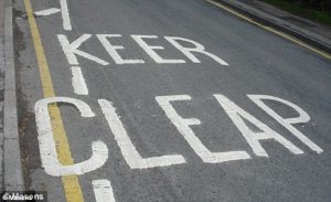 Keer Cleap painted on a road instead of Keep Clear