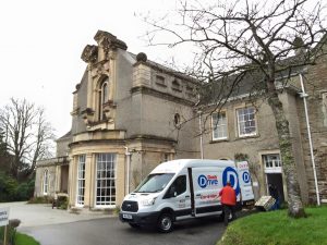 Dash van at Epiphany house collecting boxes last year